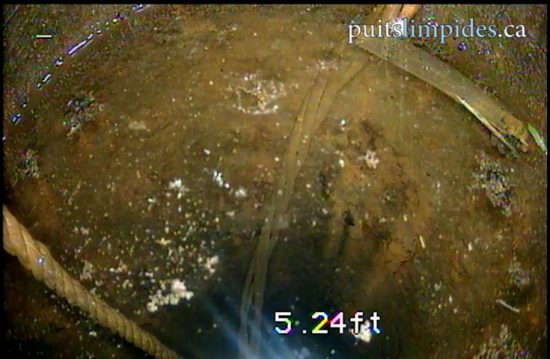 La caméra a délogé des araignées vivant dans ce puits artésien, certaines sont tombées dans l'eau.