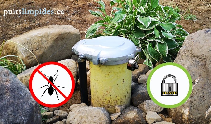 Il est important qu'un couvercle empêche les insectes et petits animaux de pénétrer dans un puits artésien et ainsi prévenir la contamination de l'eau.