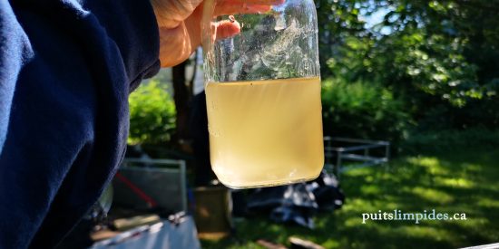 L'eau trouble de ce puits artésien avant son nettoyage.