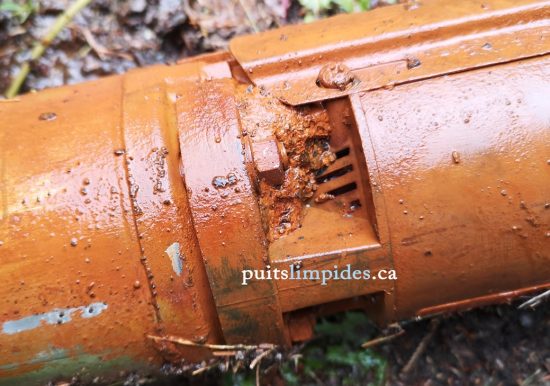 Lors du nettoyage du puits artésien nous avons dégagé l'entrée de cette pompe submersible.