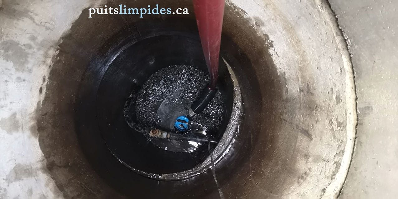 Puits de surface dont les sections en béton ont été déplacées sous l'effet du gel